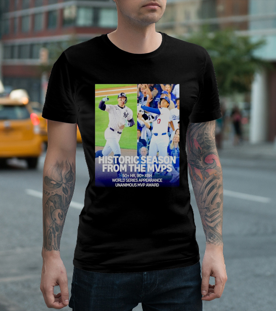 Historic Season from the MVPs 50+ HR 90+ XBH World Series Appearance Unanimous MVP Award T-Shirt