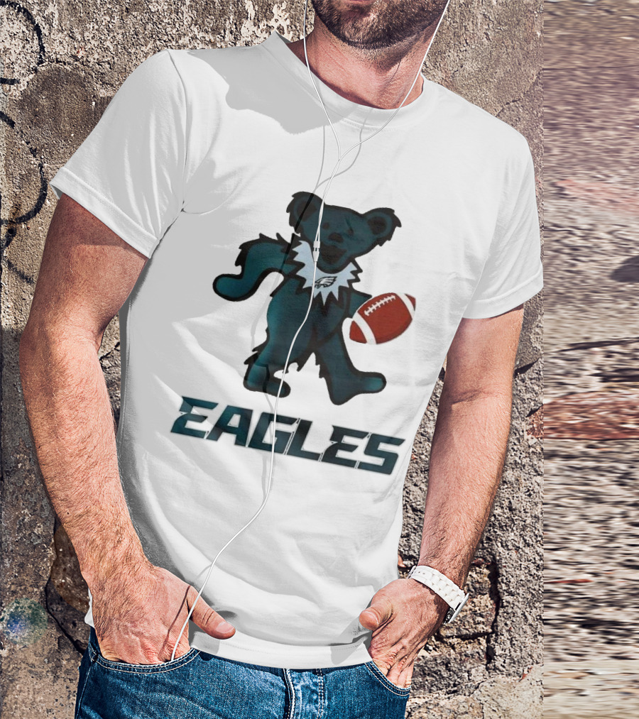Eagles Football Bear With Grateful Dead Influence T-Shirt
