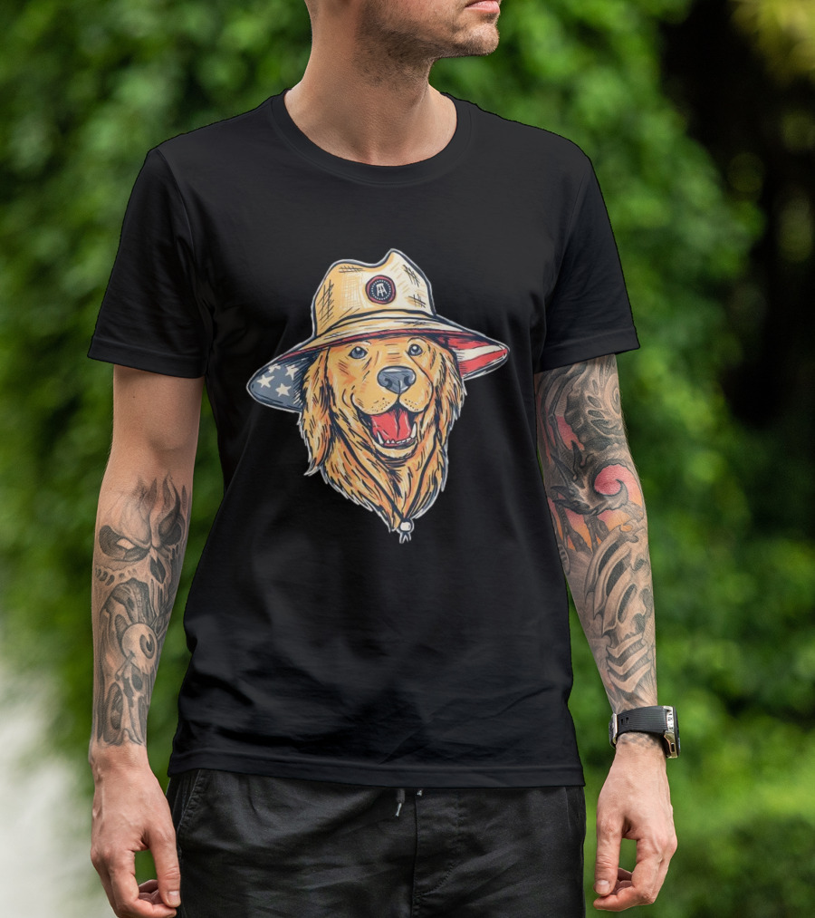 American Dog Bucket Hat USA Flag T-Shirt