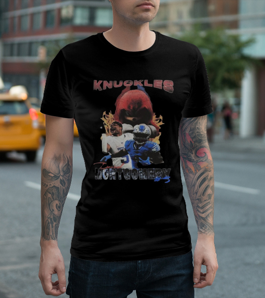 Knuckles Montgomery Detroit Lions 5 Football T-Shirt