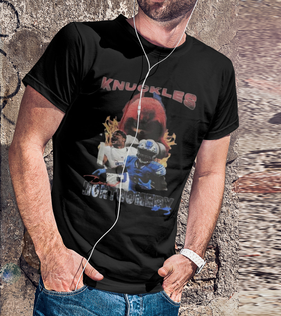 Knuckles Montgomery Detroit Lions 5 Football T-Shirt