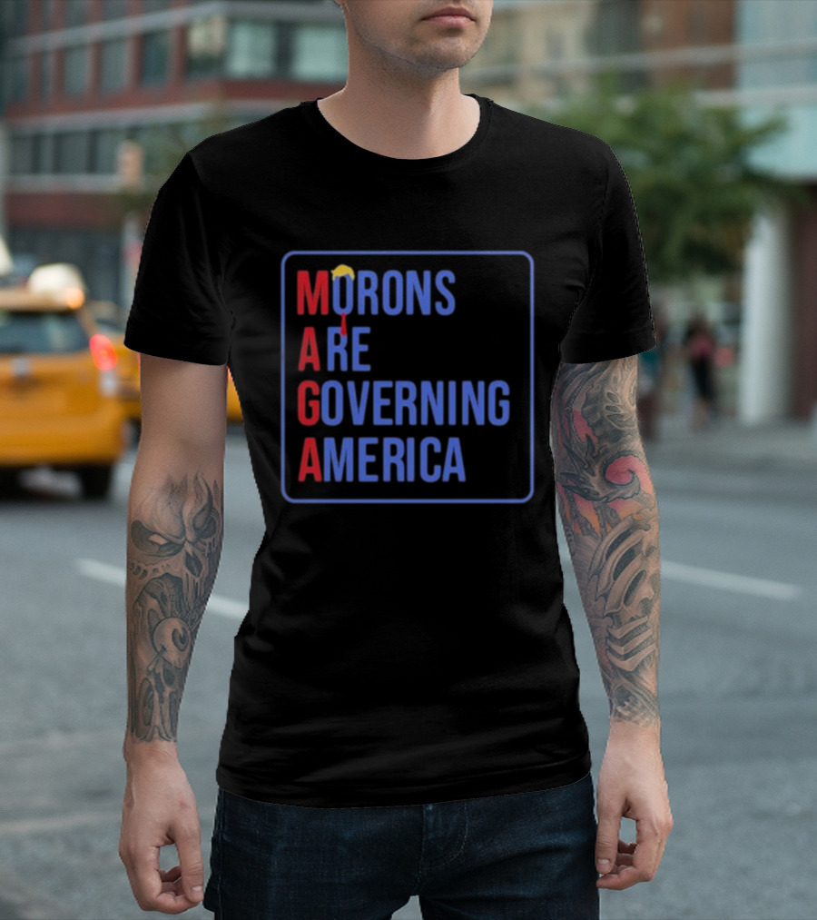 Morons Are Governing America MAGA Parody Text and Umbrella T-Shirt
