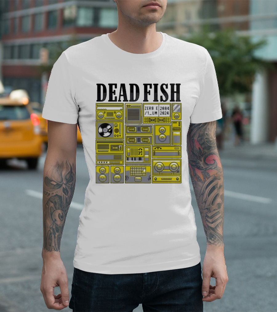 Dead Fish 2084 2024 Zero Sum Cassette Boombox Vinyl Music Elements T-Shirt