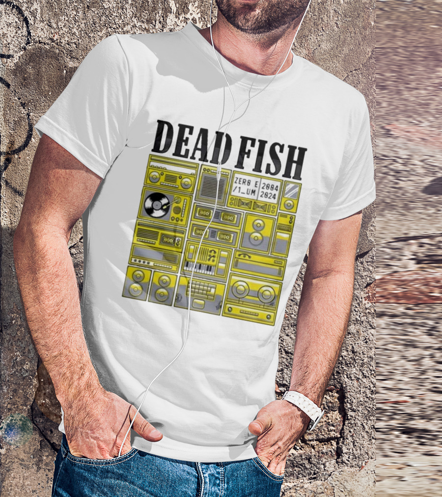 Dead Fish 2084 2024 Zero Sum Cassette Boombox Vinyl Music Elements T-Shirt