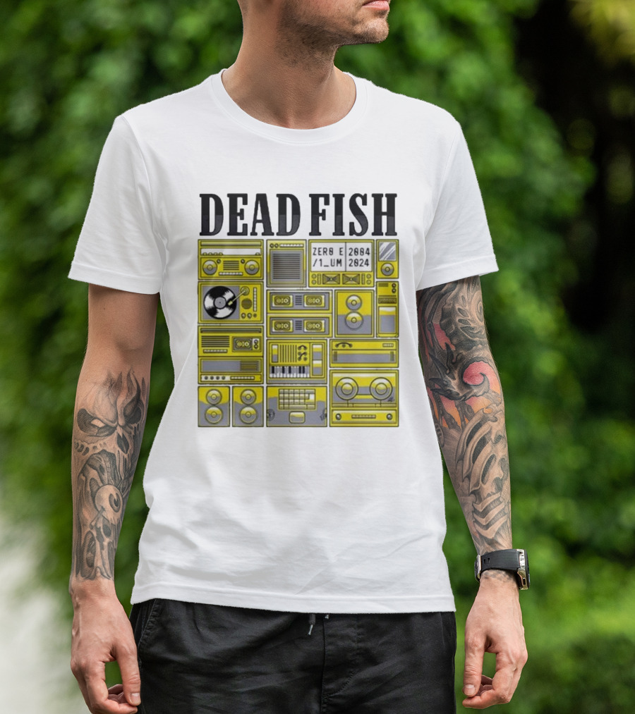 Dead Fish 2084 2024 Zero Sum Cassette Boombox Vinyl Music Elements T-Shirt