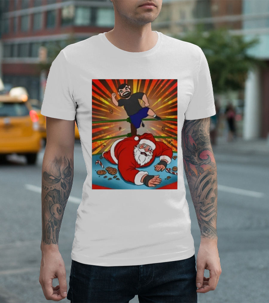 Jess Jeckel Wrestling Santa Christmas Of Carnage Cookies Candy Canes Ring Explosion T-Shirt