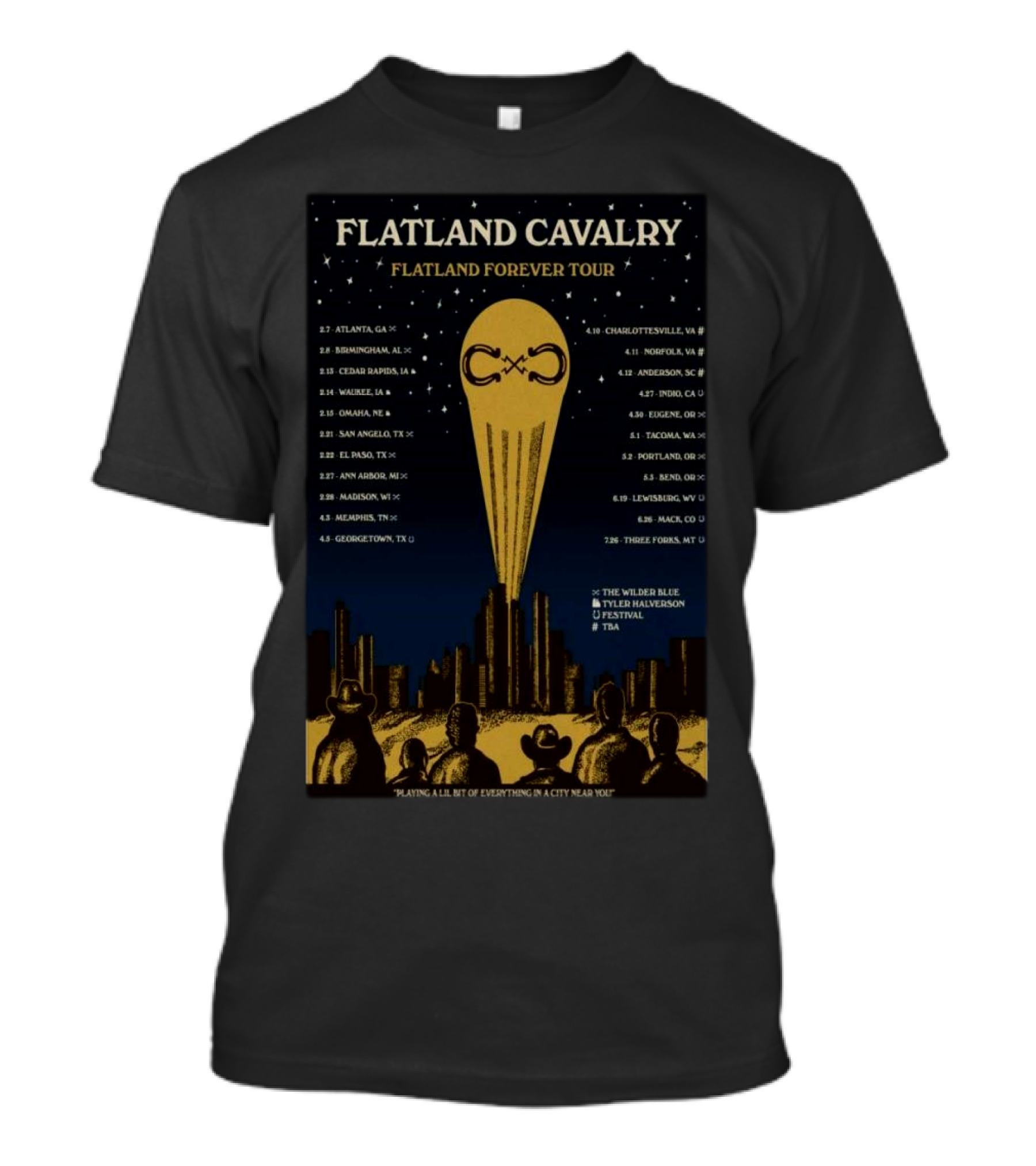 Flatland Cavalry Flatland Forever 2025 Tour Cities And Dates Concert T-Shirt