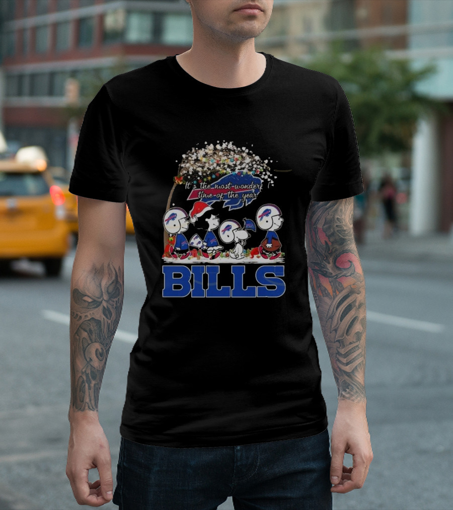 Peanuts Characters Buffalo Bills NFL Christmas It’s The Most Wonderful Time Of The Year T-Shirt