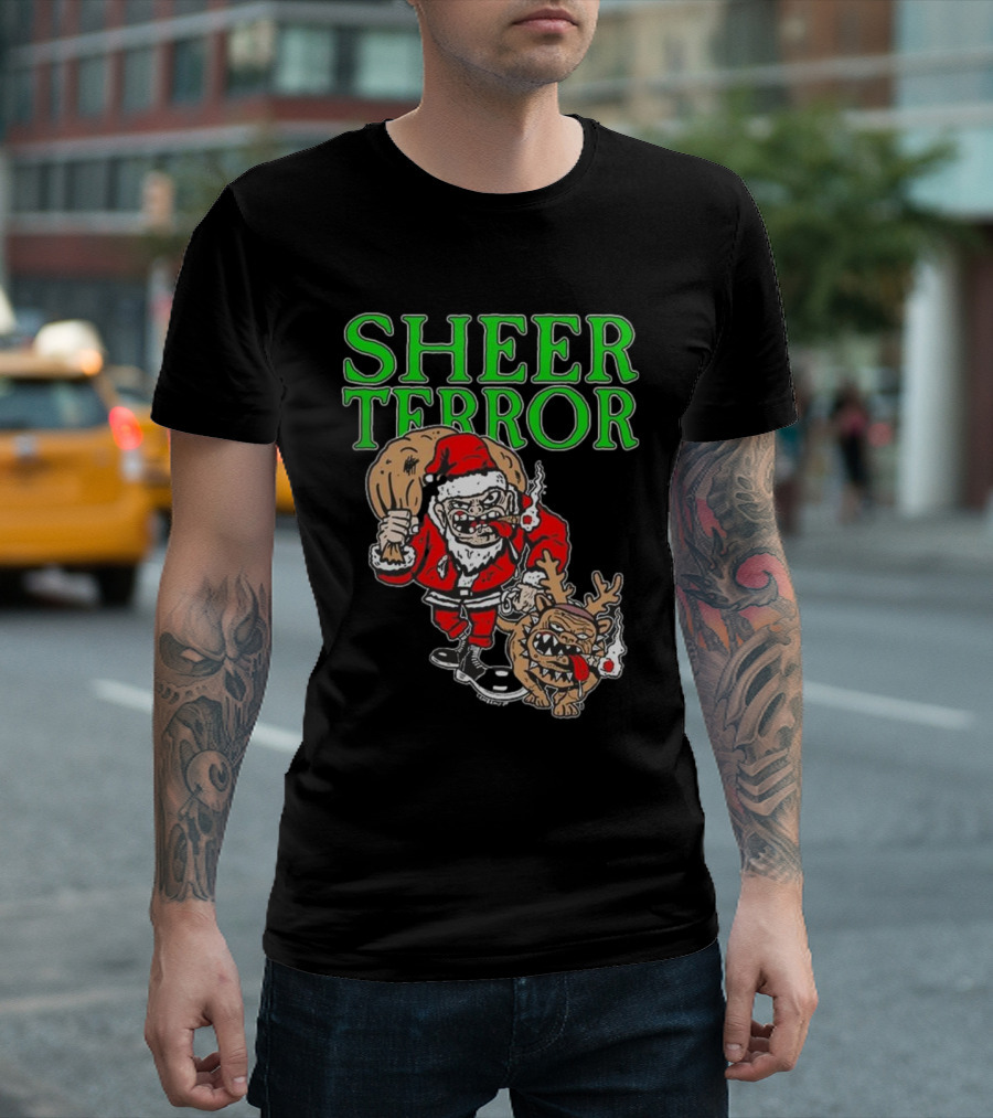 Screw Yule Sheer Terror Santa With Angry Reindeer T-Shirt