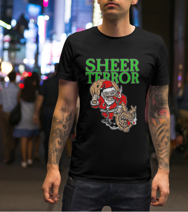 Screw Yule Sheer Terror Santa With Angry Reindeer T-Shirt