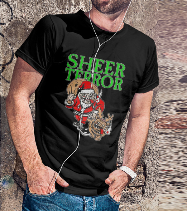 Screw Yule Sheer Terror Santa With Angry Reindeer T-Shirt
