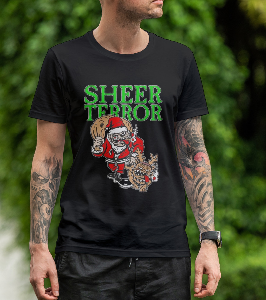 Screw Yule Sheer Terror Santa With Angry Reindeer T-Shirt