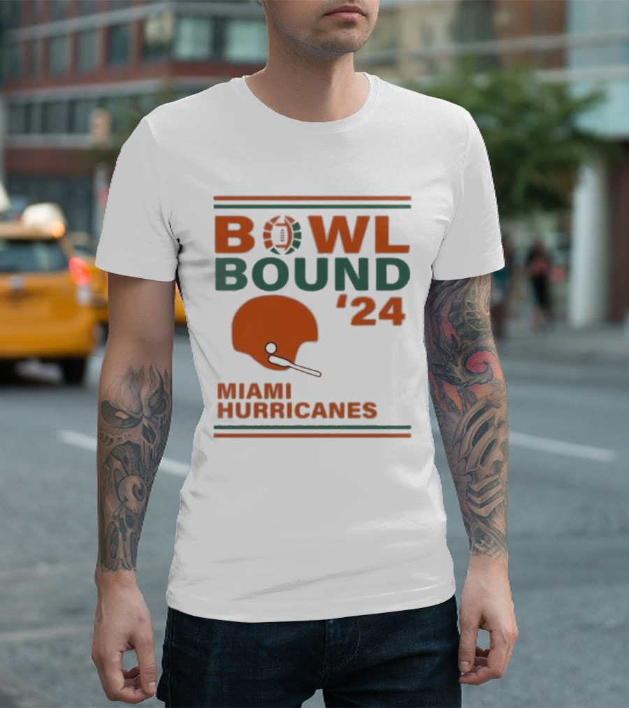 Miami Hurricanes Bowl Bound '24 Helmet Football T-Shirt