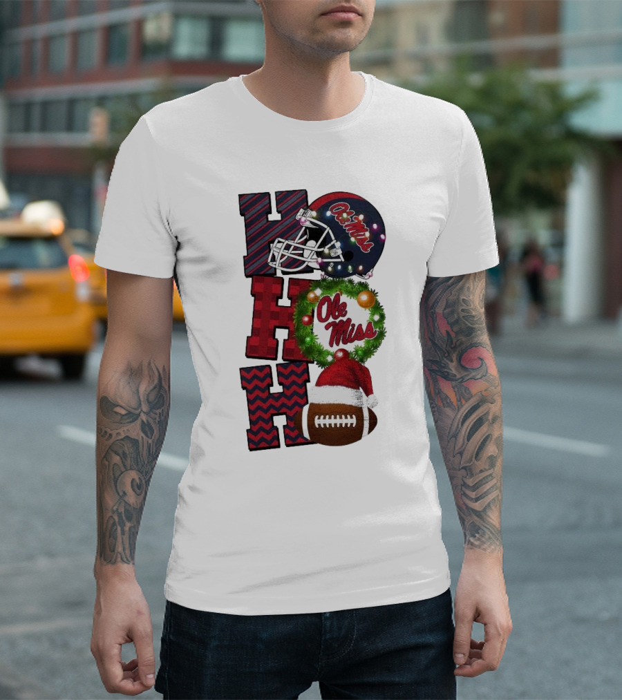 Ole Miss Rebels Ho Ho Ho Christmas Football Helmet Game Day T-Shirt