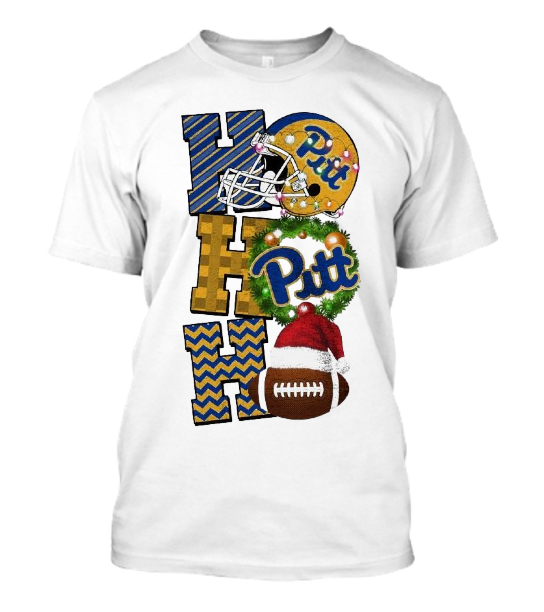 Pitt Christmas Game Day Ho Ho Ho Panthers Football T-Shirt