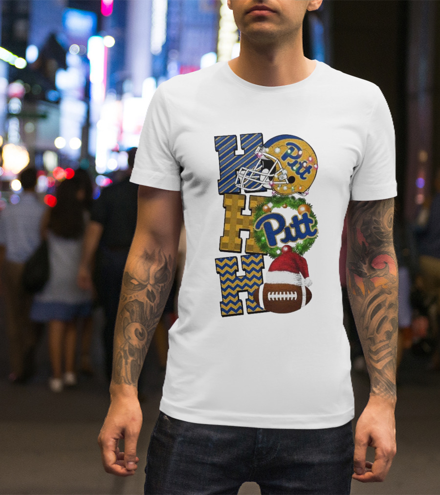 Pitt Christmas Game Day Ho Ho Ho Panthers Football T-Shirt