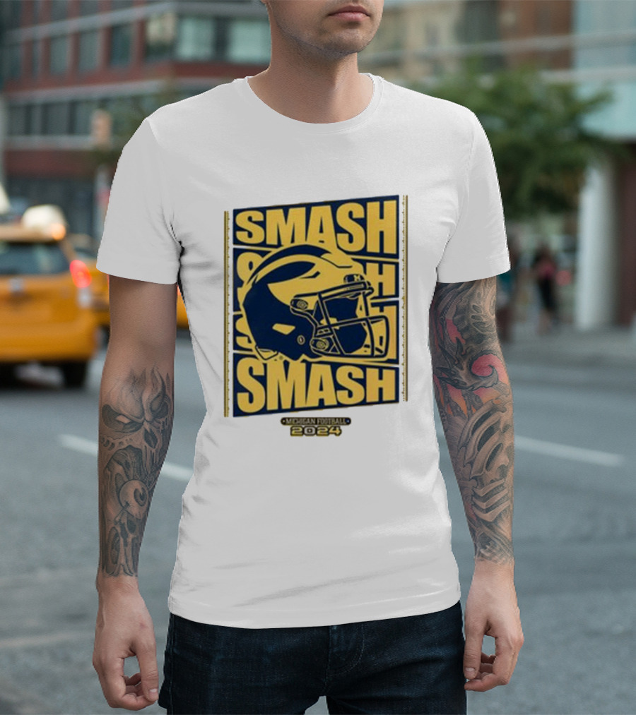 Michigan Football Smash Helmet T-Shirt