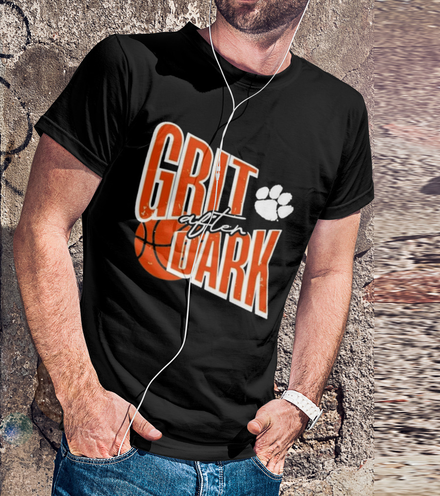 Clemson Grit After Dark Basketball And Paw Prints T-Shirt