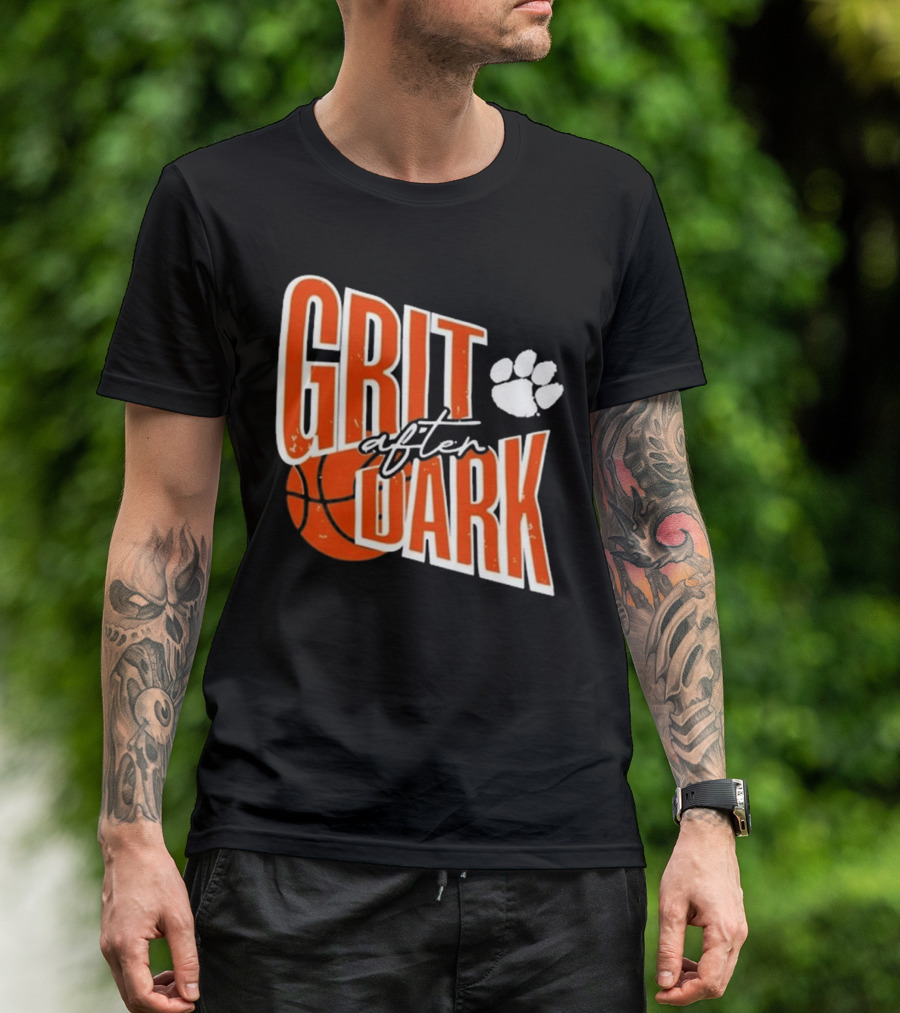 Clemson Grit After Dark Basketball And Paw Prints T-Shirt