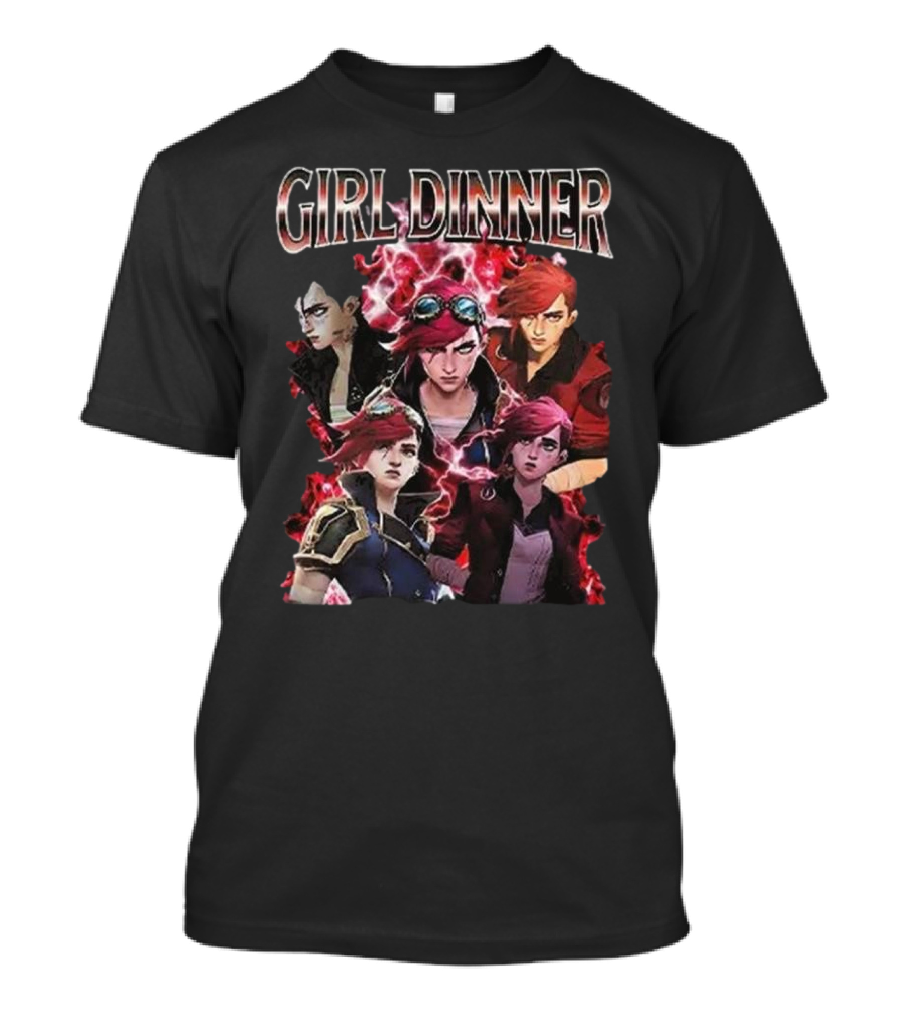 Arcane League Of Legends Vi Girl Dinner Collage T-Shirt