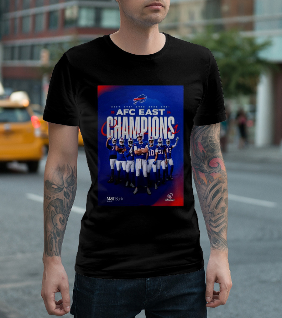 Buffalo Bills 2024 AFC East Champions with 5 Straight Division Wins T-Shirt
