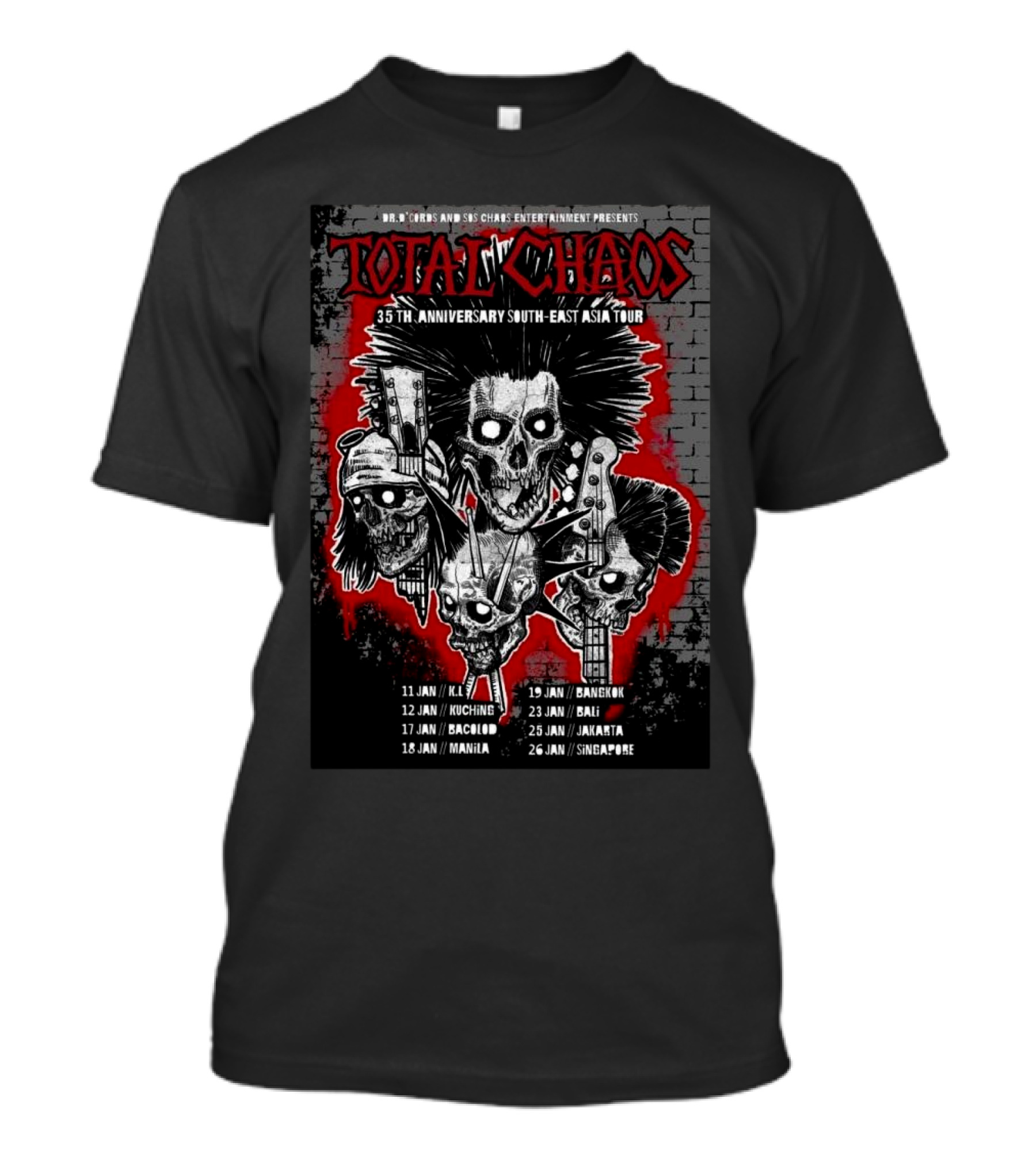 Dr. Chaos And 88 Chaos Entertainment Presents Total Chaos 35th Anniversary South-East Asia Tour 2025 With City Dates T-Shirt
