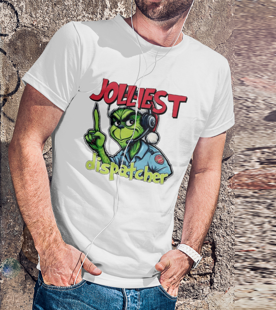 The Grinch Jolliest Dispatcher Christmas Holiday Fun T-Shirt
