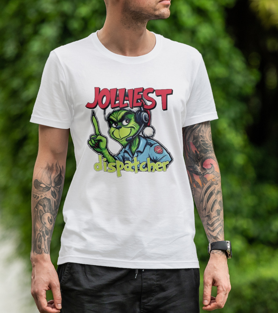 The Grinch Jolliest Dispatcher Christmas Holiday Fun T-Shirt