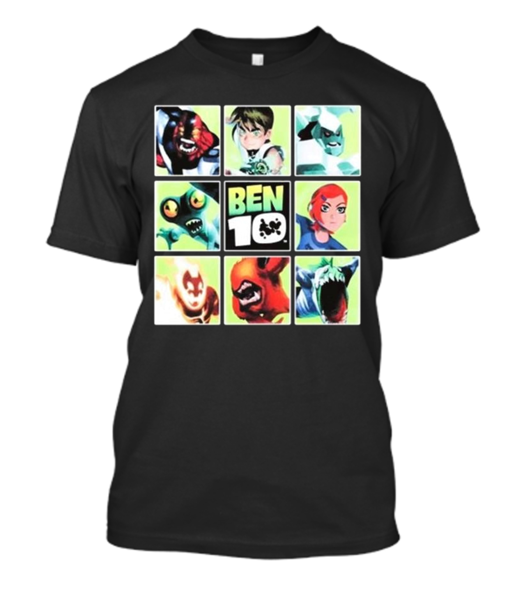 Ben 10 Alien Characters Panels Featuring Ben Gwen And Iconic Aliens T-Shirt