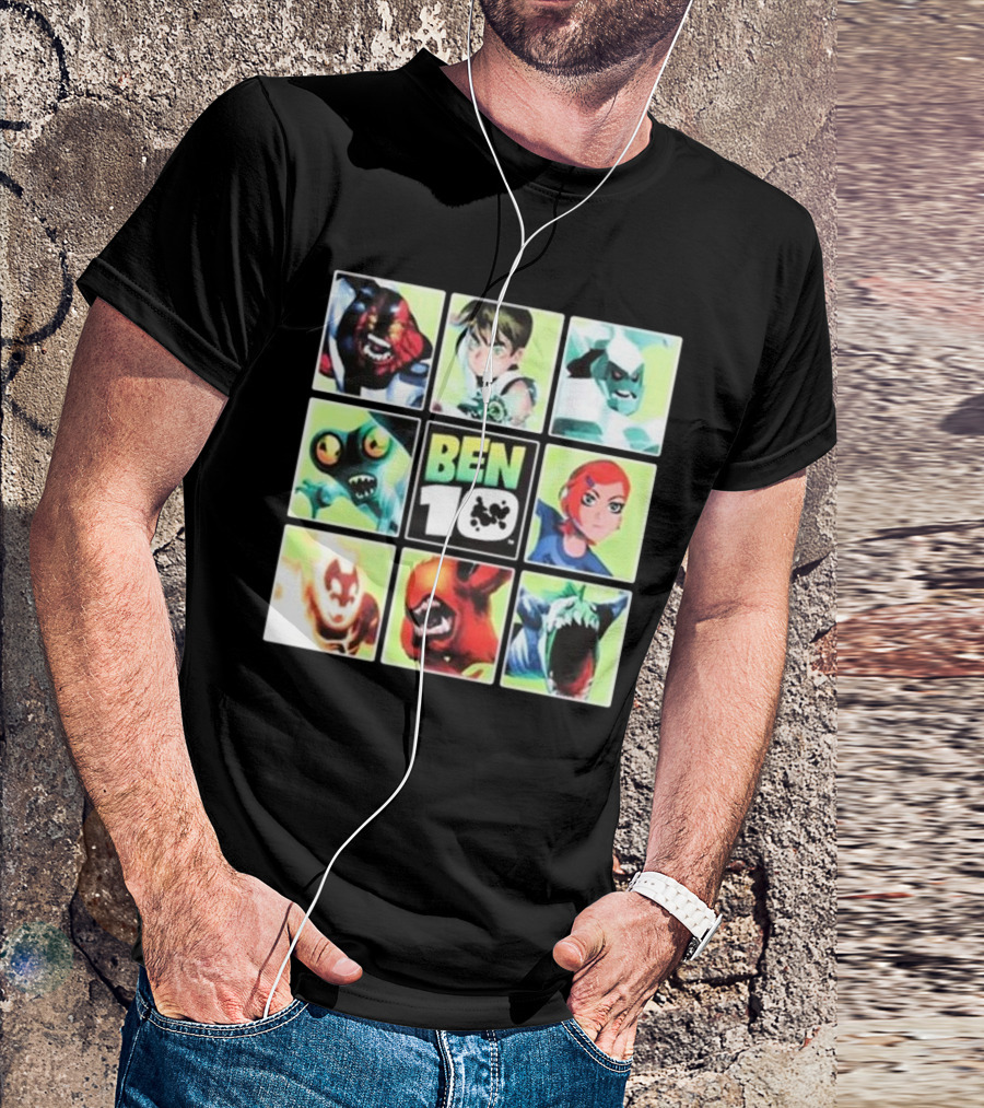 Ben 10 Alien Characters Panels Featuring Ben Gwen And Iconic Aliens T-Shirt