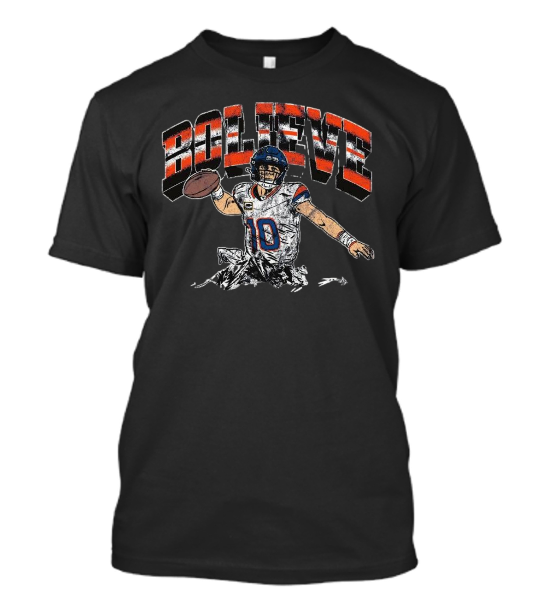Bolieve Football Quarterback Number 10 Graphic Crewneck T-Shirt
