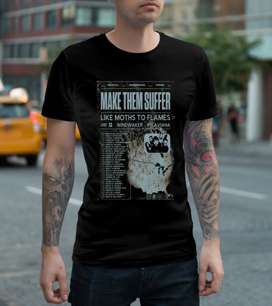 North American Tour 2025 Make Them Suffer Like Moths to Flames Windwaker Aviana T-Shirt