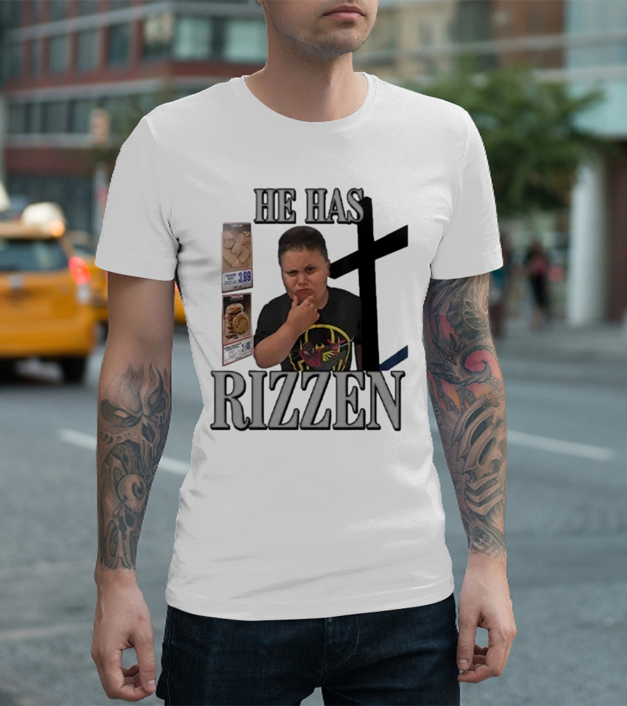 He Has Rizzen Rizzler Costco Guy with Spider-Man Shirt and Price Tags T-Shirt