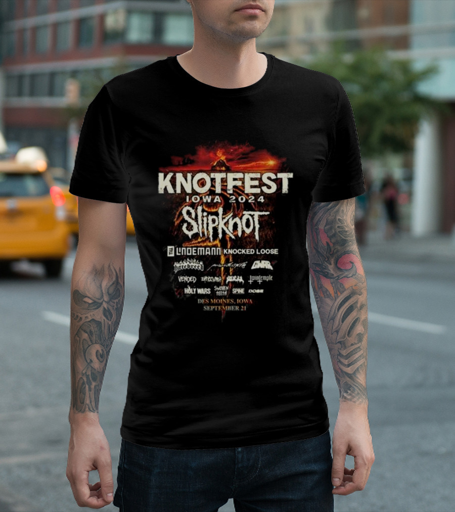 Knotfest Iowa 2024 Slipknot Lindemann Knocked Loose Destruction Des Moines September 21 T-Shirt
