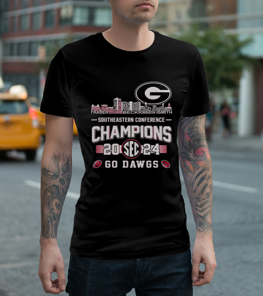 Georgia Bulldogs SEC Champions 2024 Skyline Go Dawgs T-Shirt