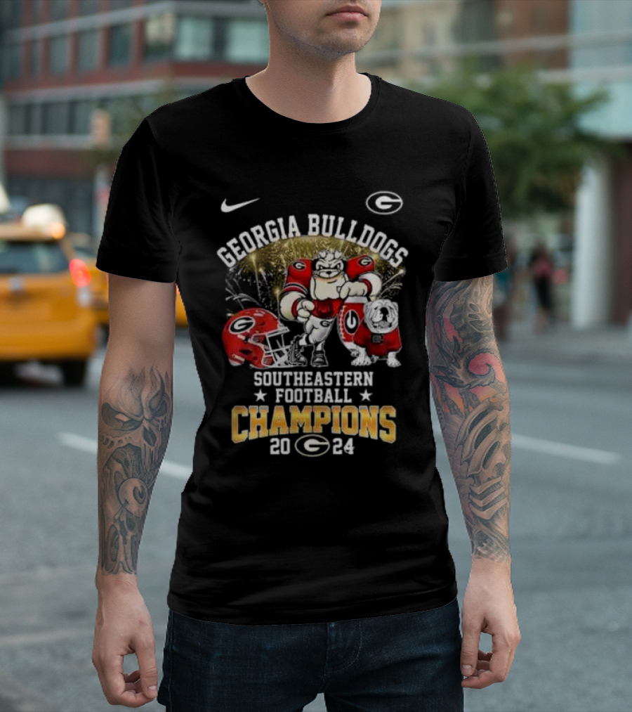Georgia Bulldogs 2024 Southeastern Football Champions Mascot T-Shirt