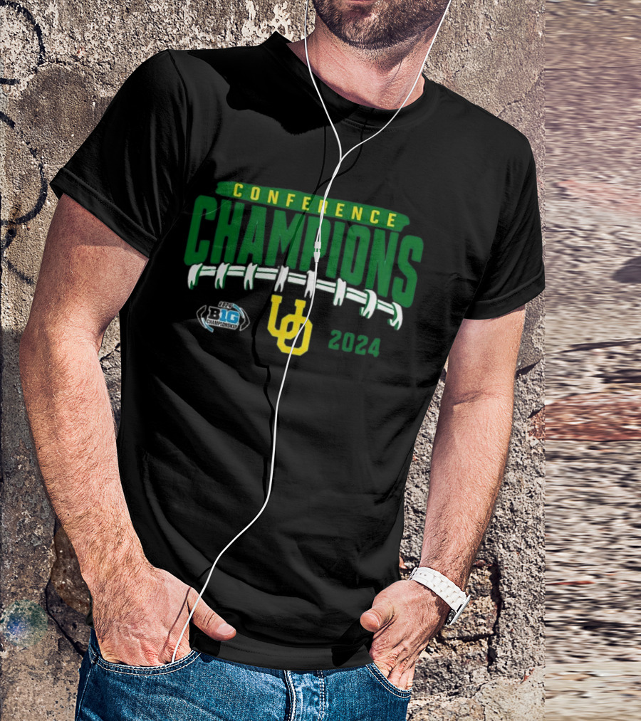 Oregon Ducks 2024 Big Ten Conference Champions Football Championship UO Endzone Rush T-Shirt