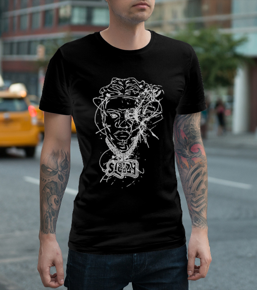 Sleazyworld Go Sleazy Necklace Portrait Sketch T-Shirt