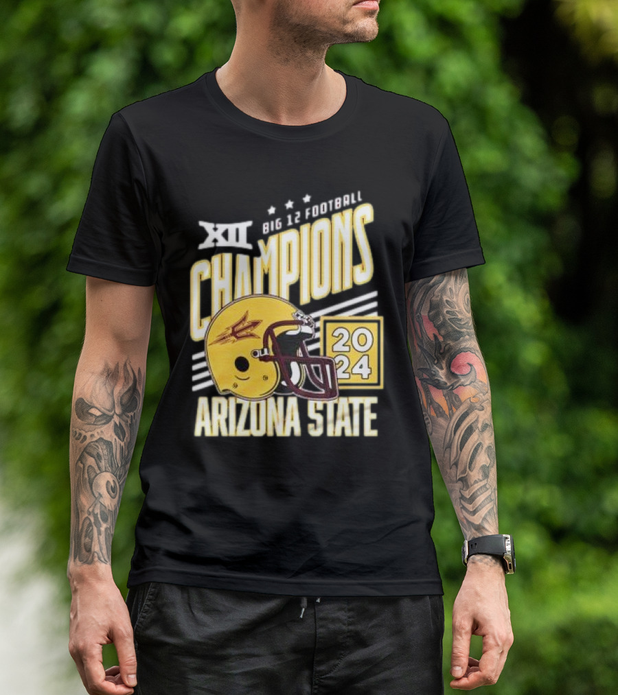 Arizona State 2024 Big 12 Football Champions Helmet T-Shirt
