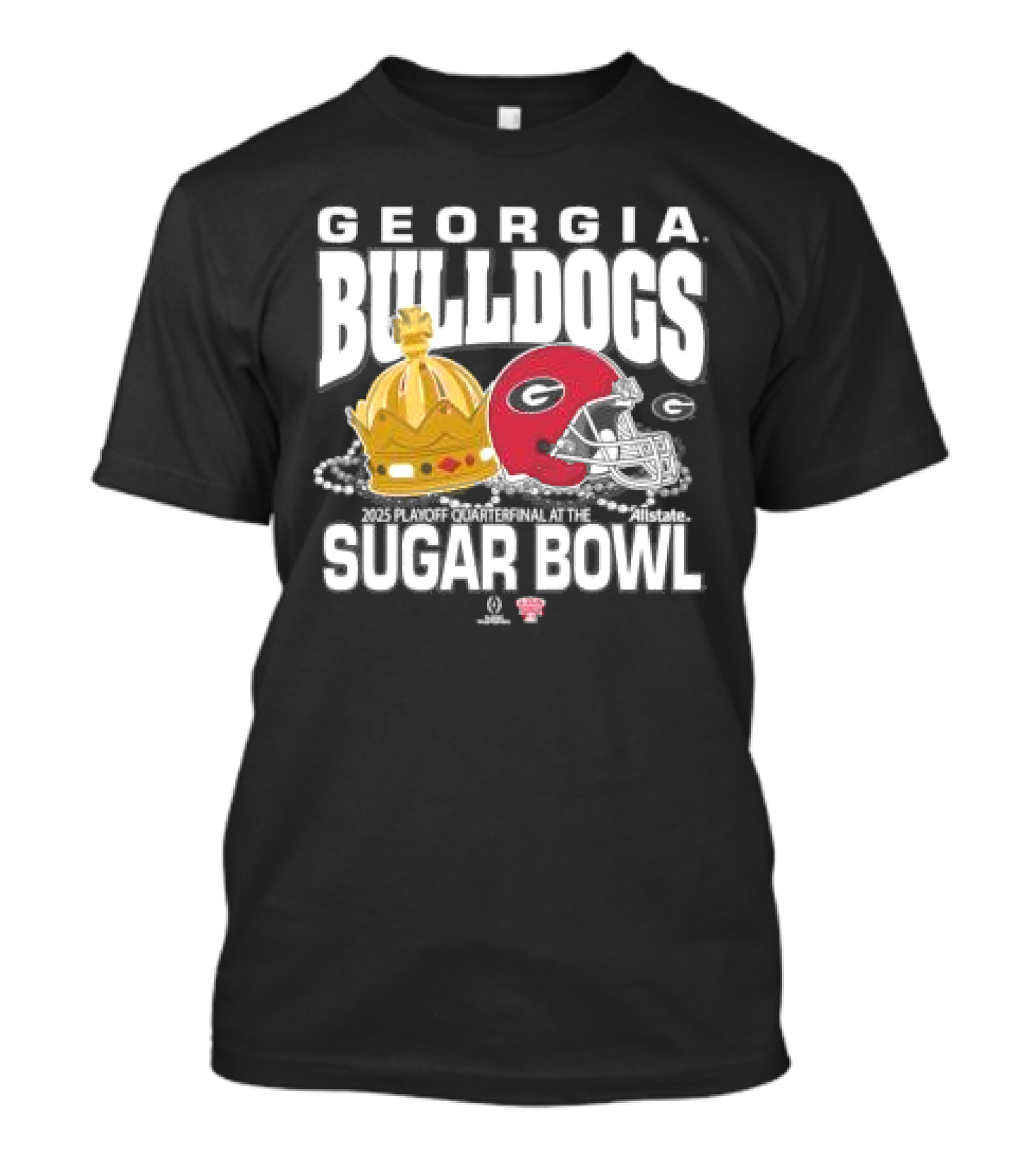 Georgia Bulldogs 2025 Playoff Quarterfinal Sugar Bowl Allstate Helmet Crown T-Shirt