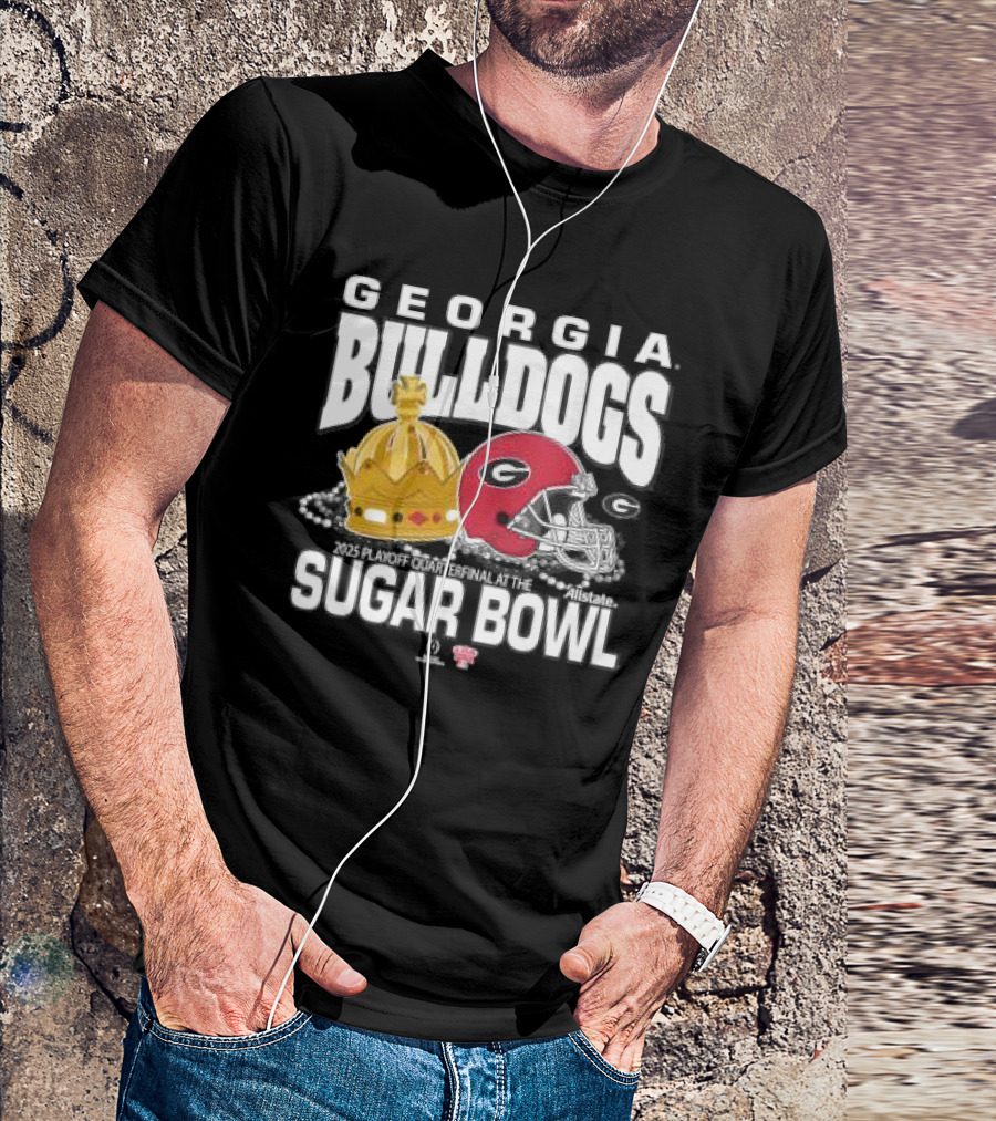 Georgia Bulldogs 2025 Playoff Quarterfinal Sugar Bowl Allstate Helmet Crown T-Shirt