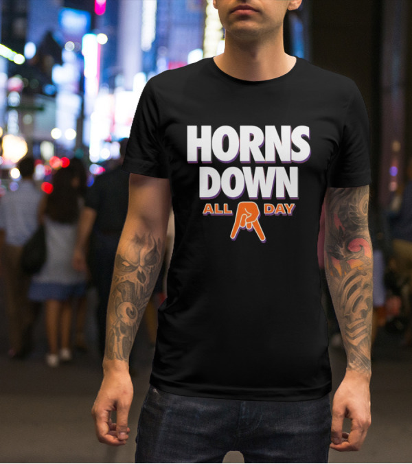 Horns Down All Day Clemson Tiger College Rival Humor T-Shirt