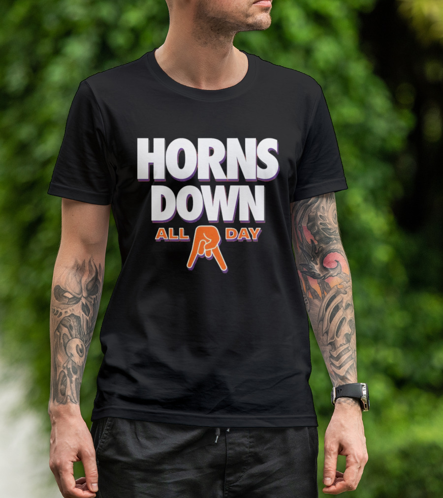 Horns Down All Day Clemson Tiger College Rival Humor T-Shirt