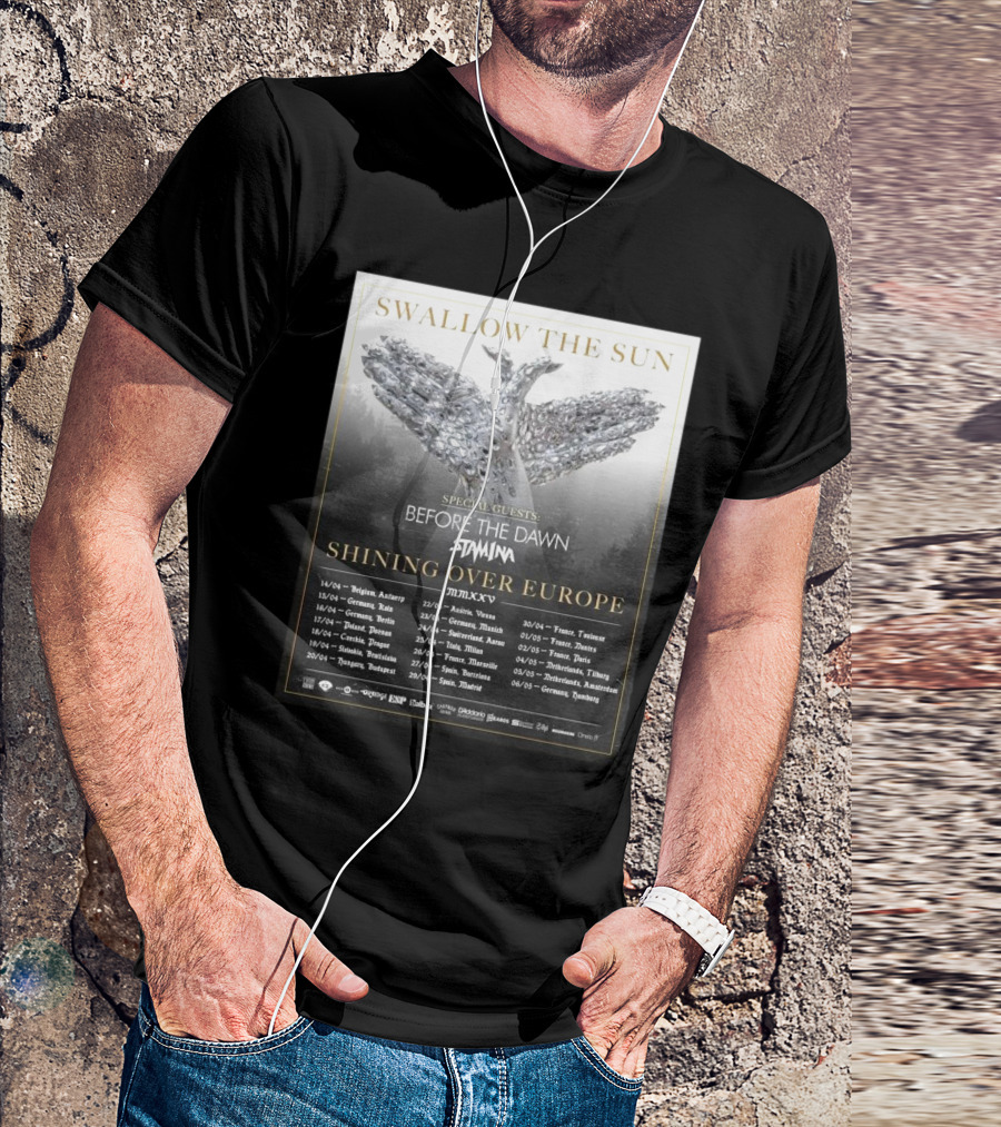 Swallow The Sun Shining Over Europe MMXXV Tour Dates Featuring Before The Dawn And Stam1na T-Shirt