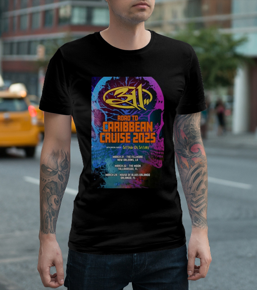 311 Caribbean Cruise 2025 Tour With Special Guests March 21 New Orleans LA March 22 Tallahassee FL March 24 Orlando FL T-Shirt