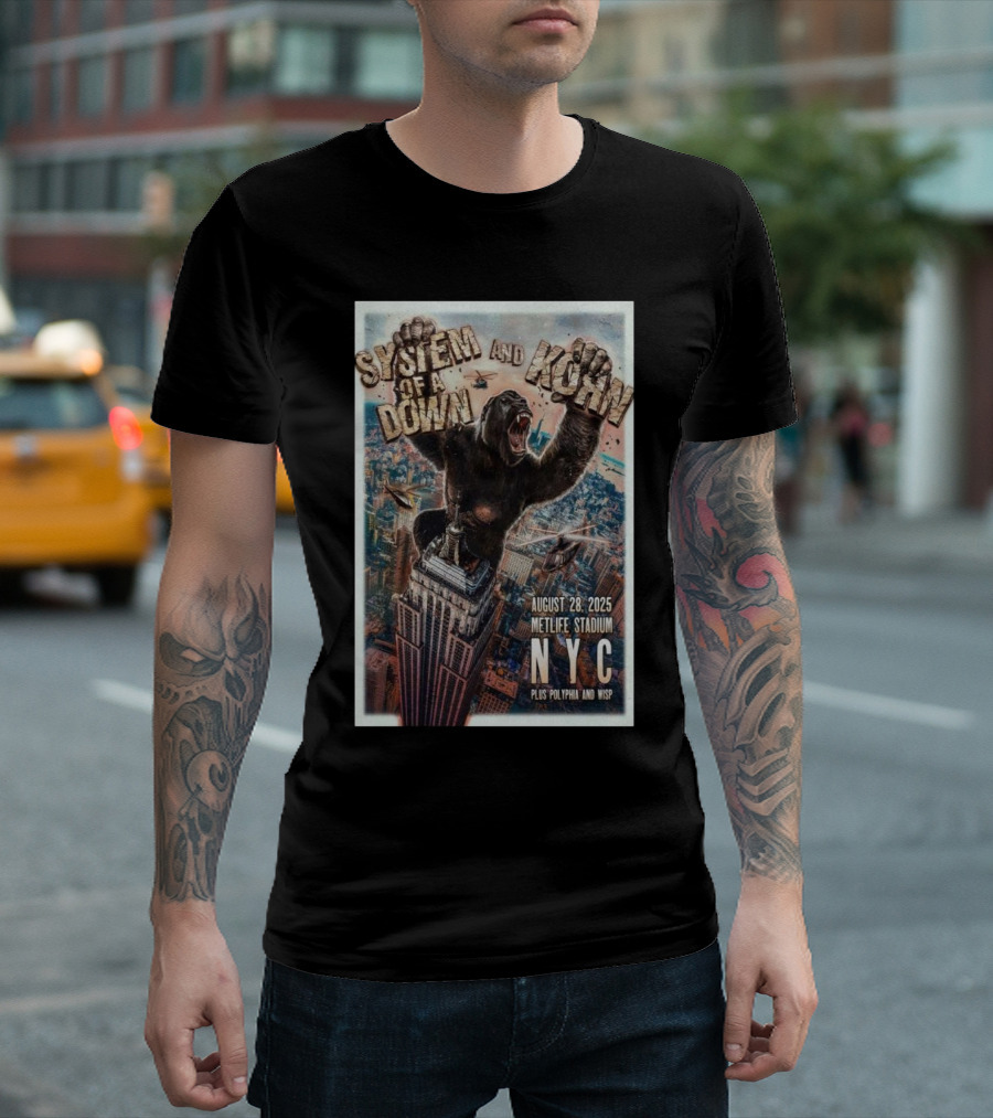 System Of A Down And Korn NYC MetLife Stadium August 28 2025 Plus Poliphia And Wisp T-Shirt