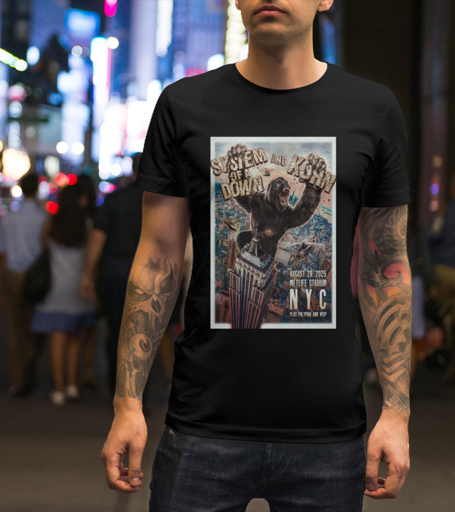 System Of A Down And Korn NYC MetLife Stadium August 28 2025 Plus Poliphia And Wisp T-Shirt