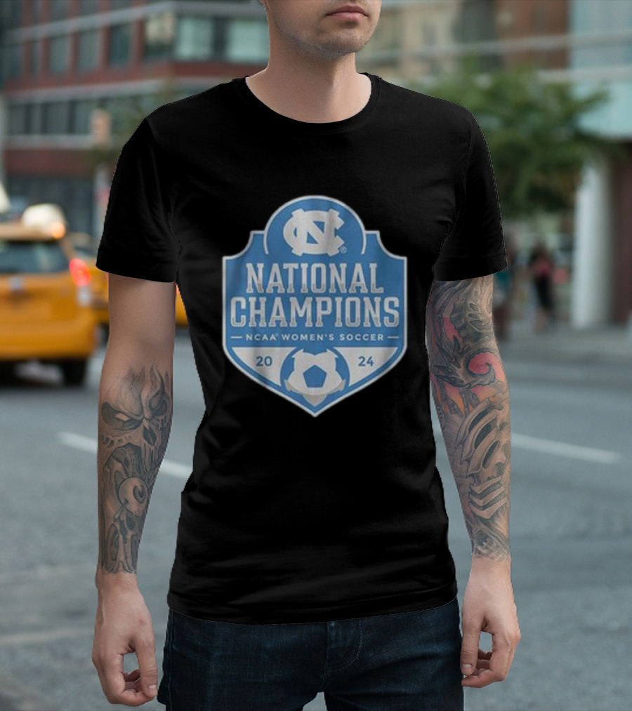 UNC Women's Soccer NCAA 2024 National Champions Badge T-Shirt
