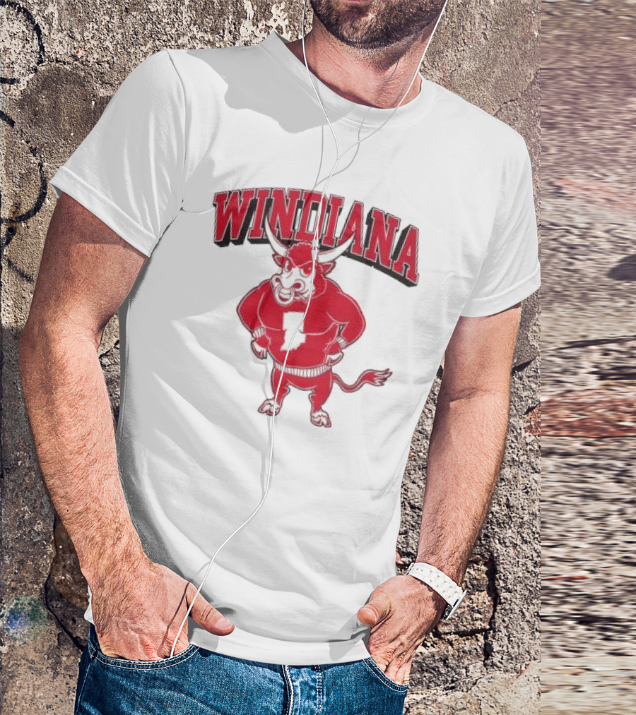 Windiana Hoosiers Mascot Bull With Indiana State Shape T-Shirt