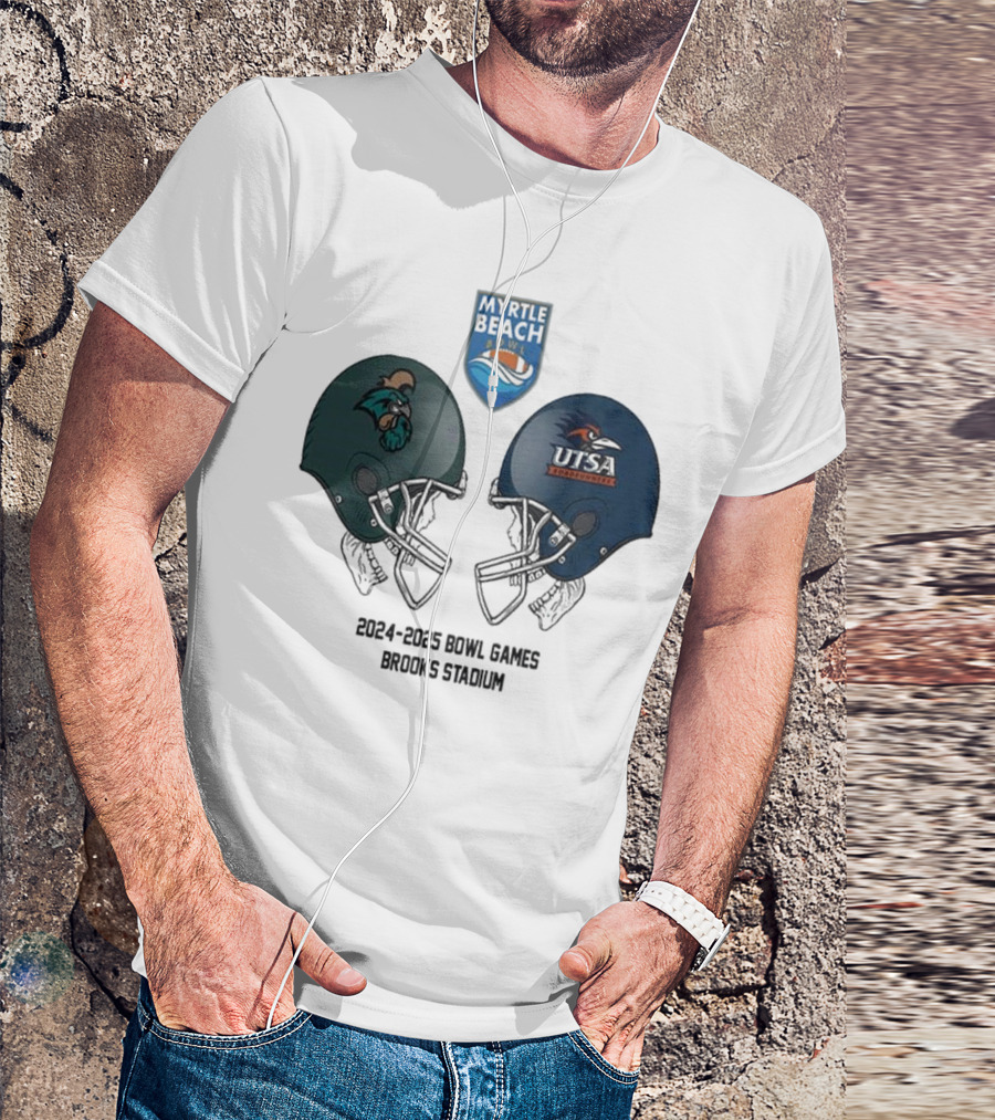 Myrtle Beach Bowl NCAA 2024-2025 Coastal Carolina Vs UTSA Head To Head At Brooks Stadium T-Shirt